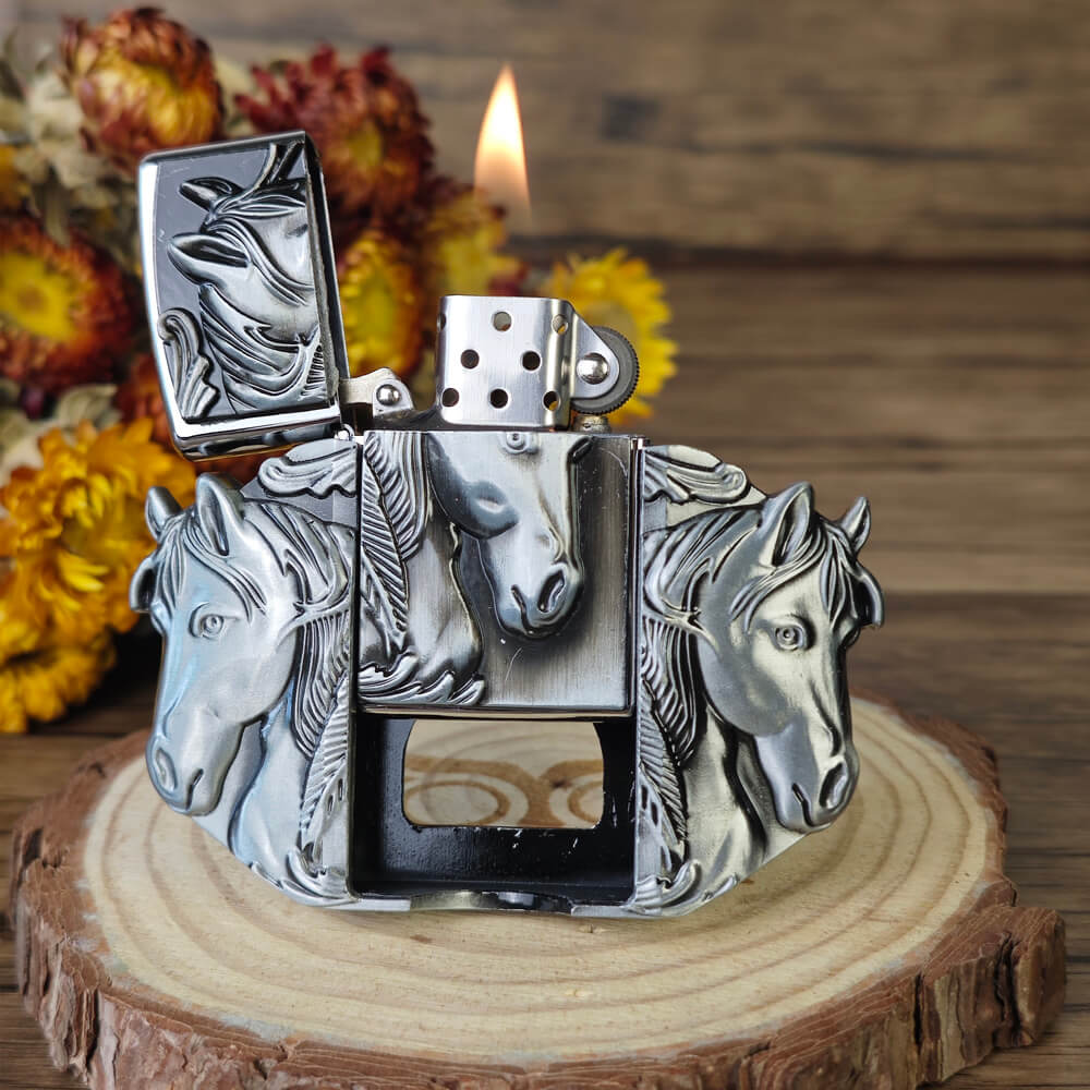 Western Horse Head Lighter Belt Buckle