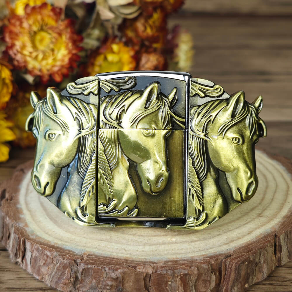 Western Horse Head Lighter Belt Buckle