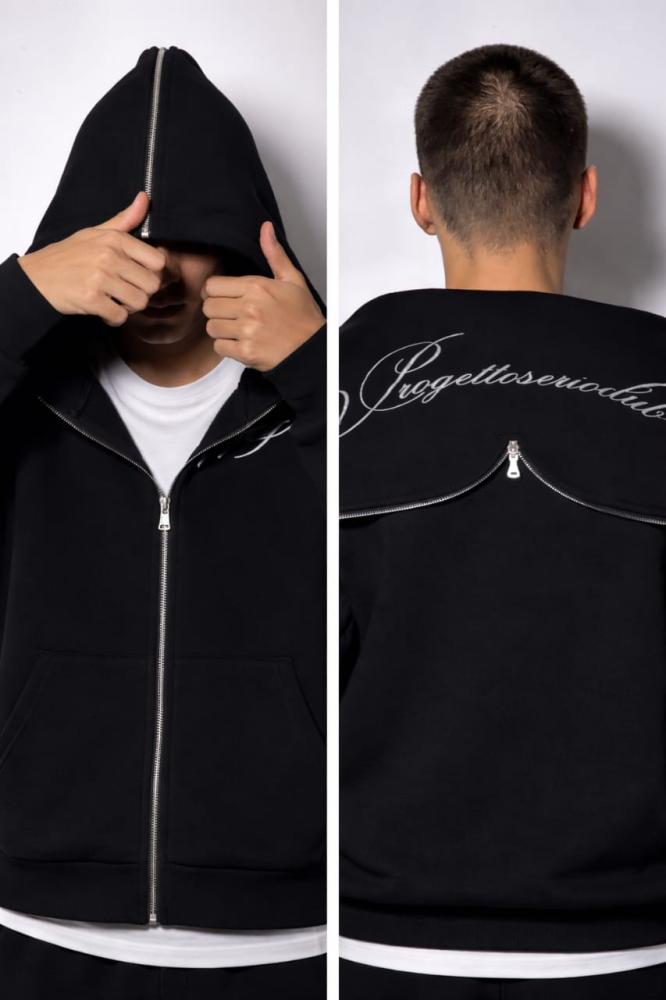 Zippered hooded cardigan