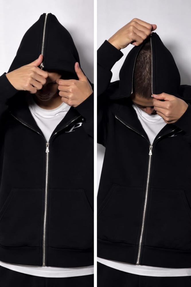 Zippered hooded cardigan