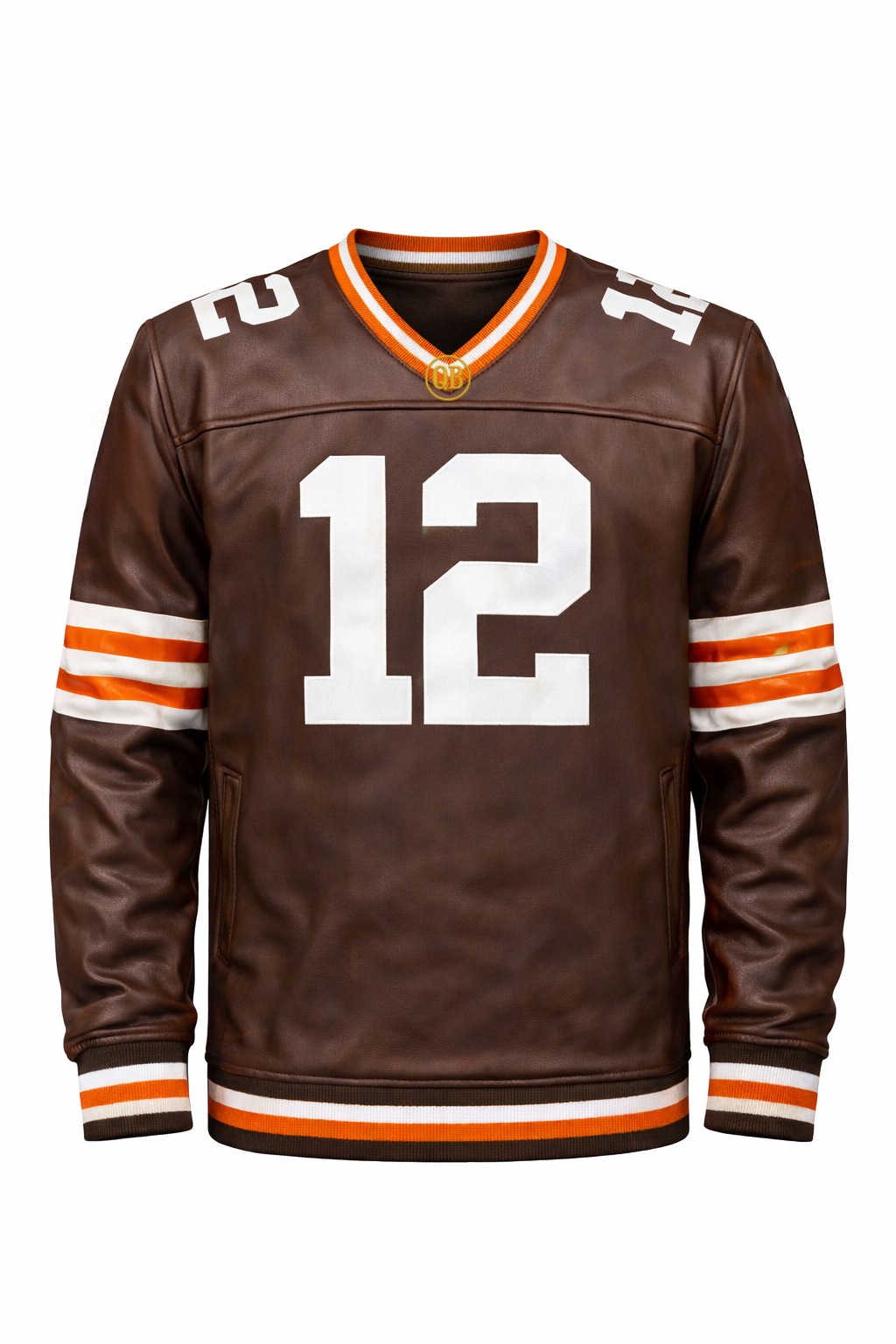 Embroidered number leather top