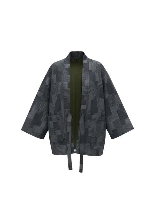 Blue Kimono Patchwork Woven Denim Suit