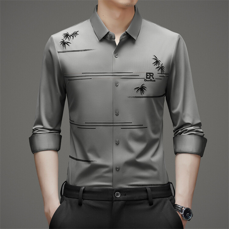 Long-sleeved seamless ice silk shirt