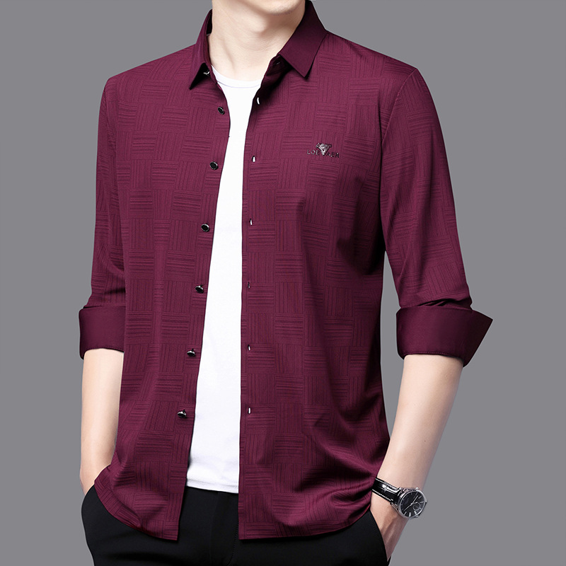 Long-sleeved seamless ice silk shirt