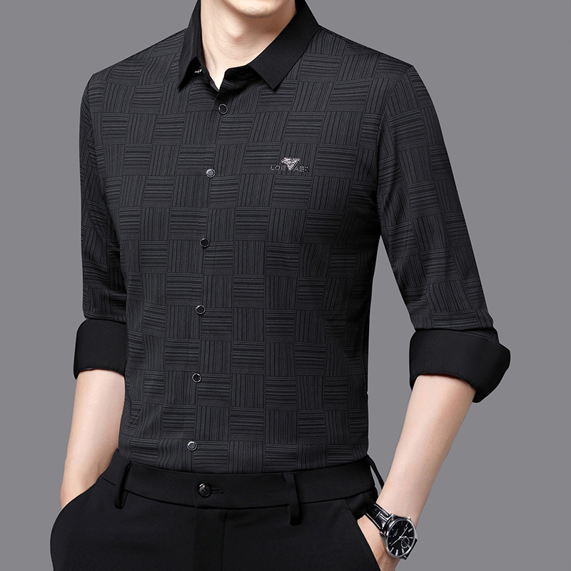 Long-sleeved seamless ice silk shirt