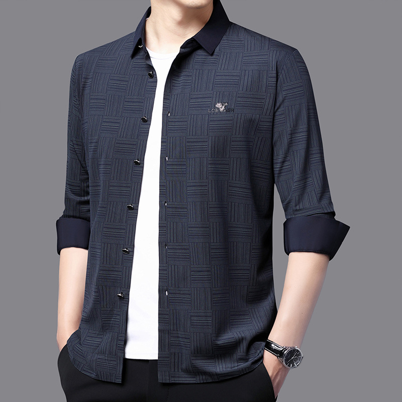 Long-sleeved seamless ice silk shirt