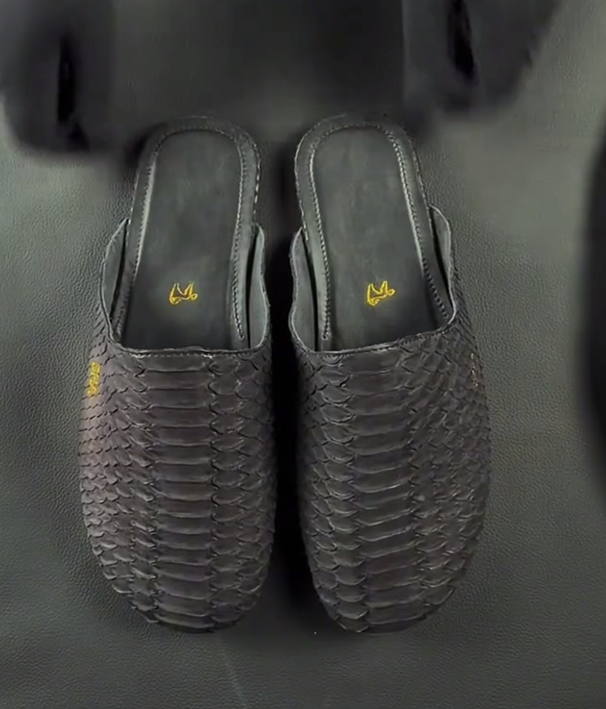 Slippers made of python skin