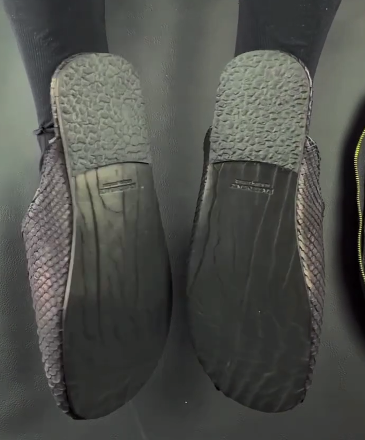 Slippers made of python skin