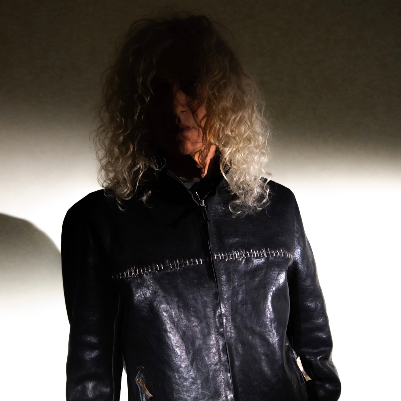 Hand-stapled leather jacket