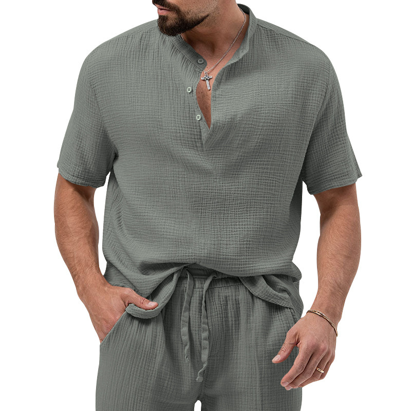 Polo shirt deep V button short sleeve t-shirt