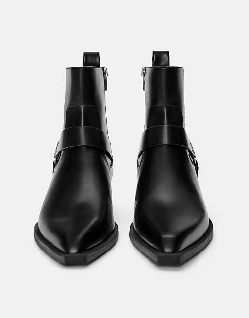 Buckled cowboy boots in black