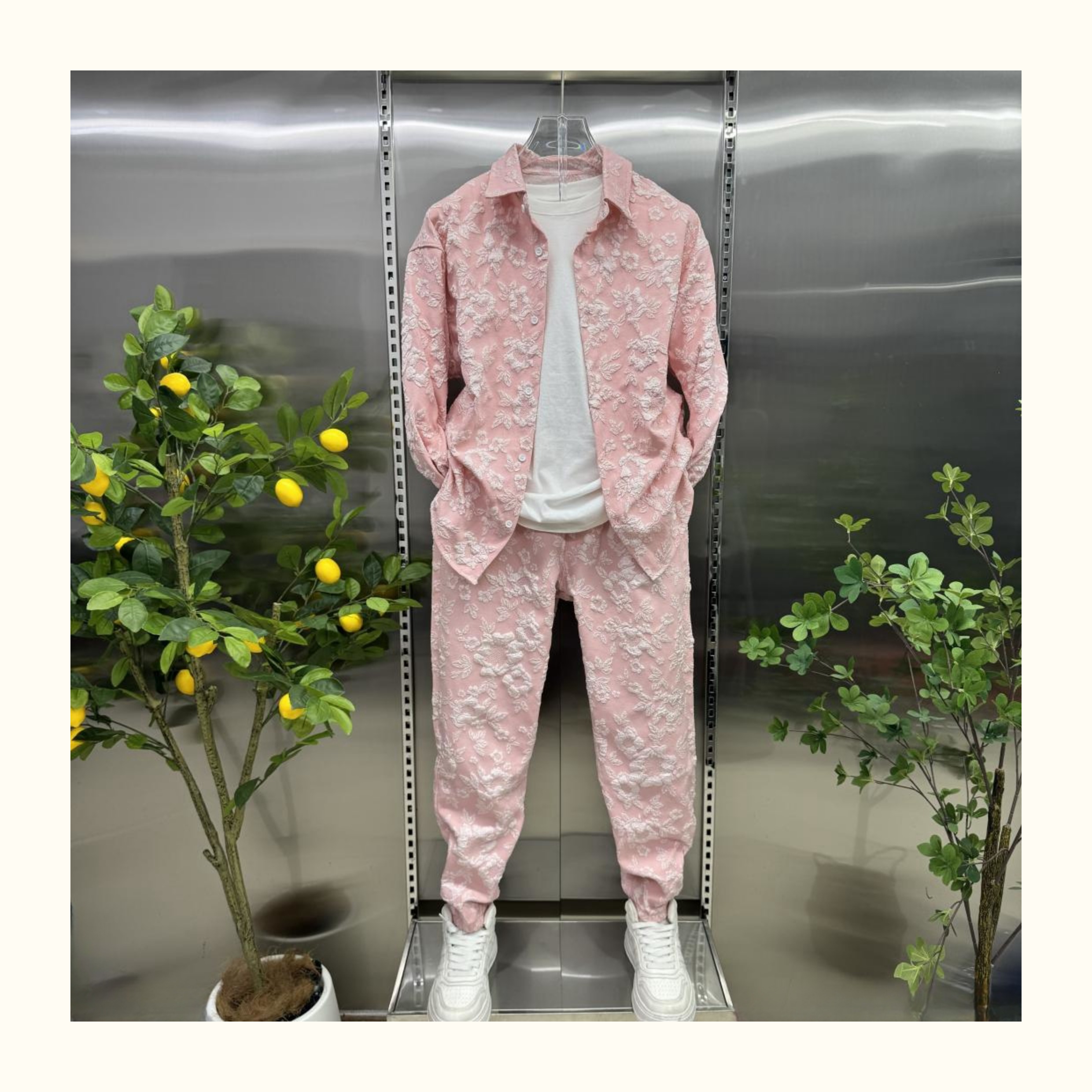 Men's small fragrance shirt suit
