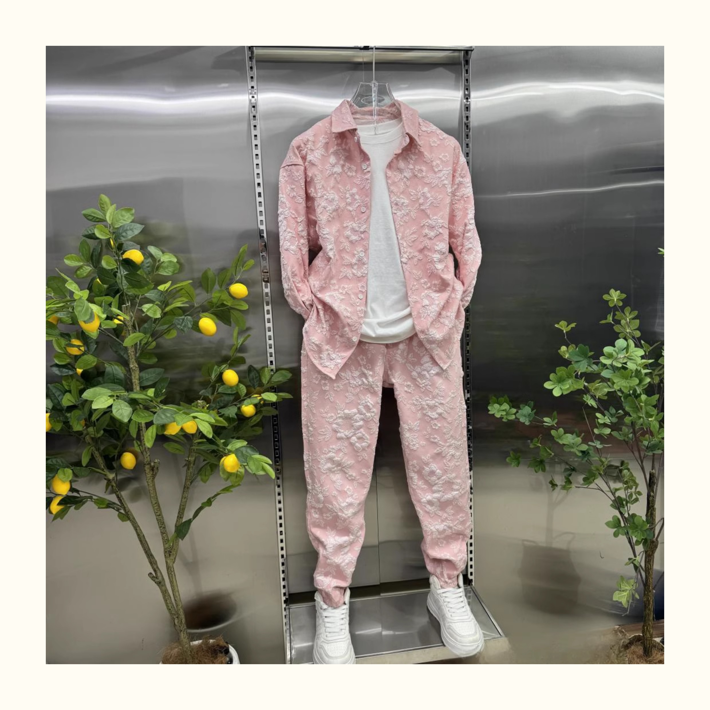 Men's small fragrance shirt suit