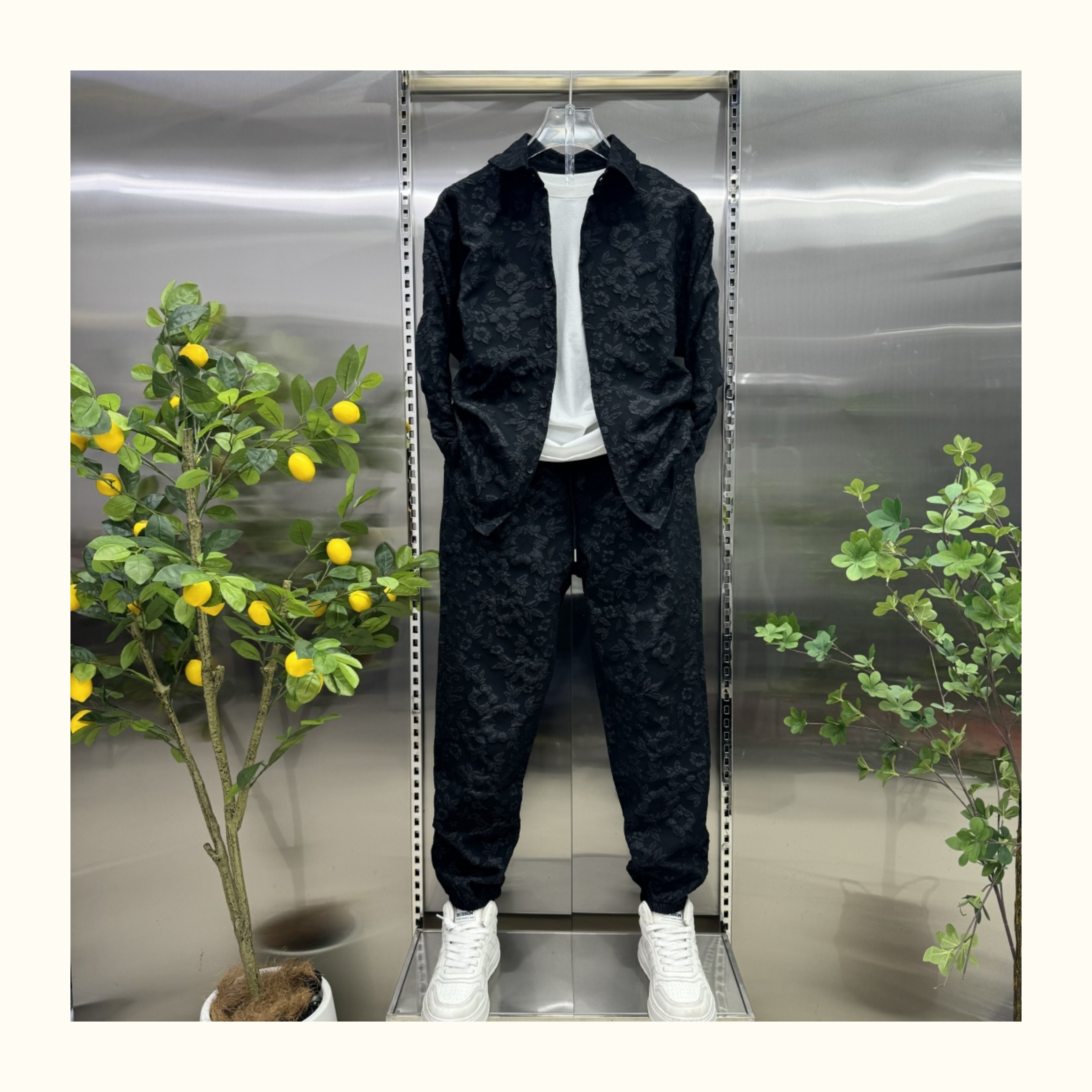 Men's small fragrance shirt suit