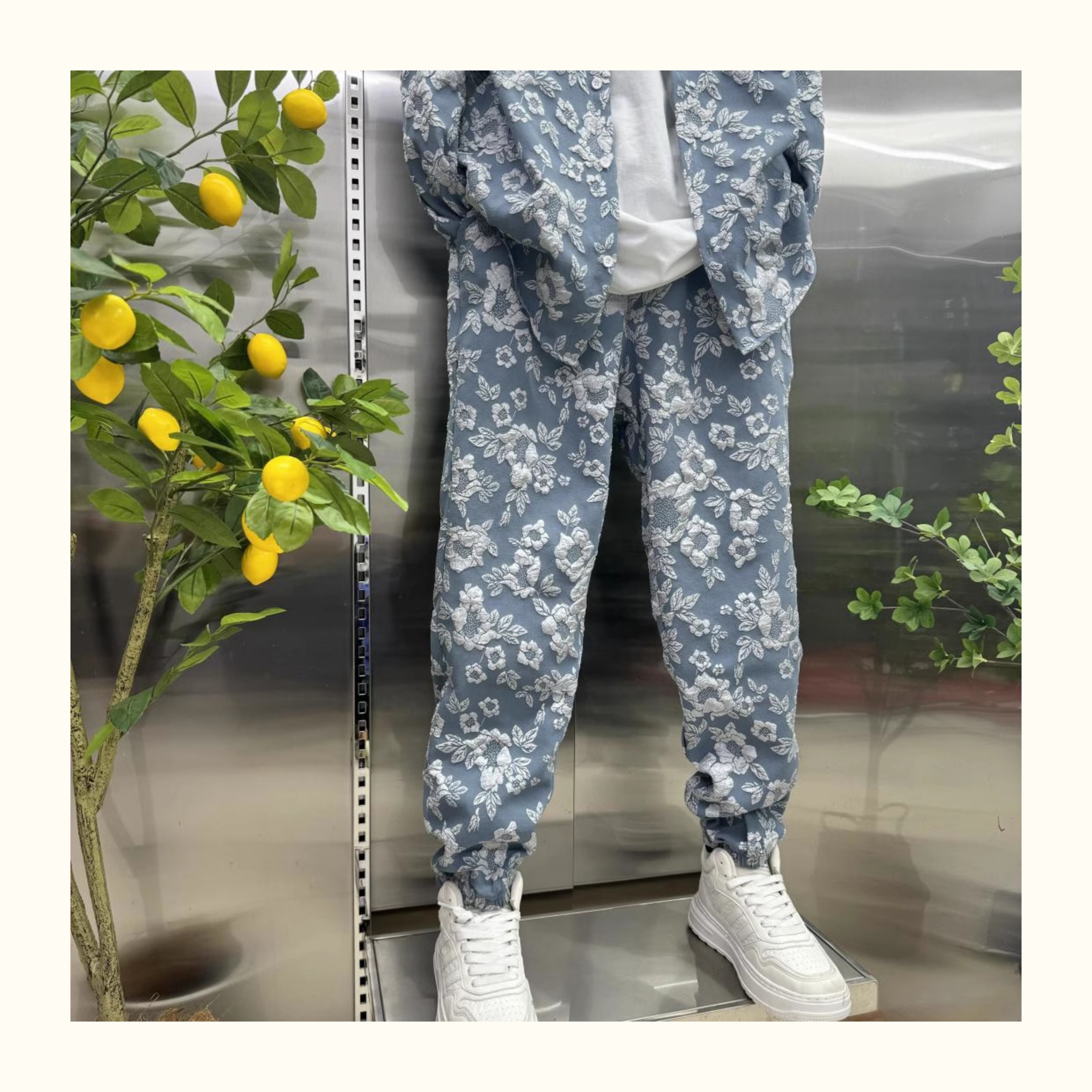 Men's small fragrance shirt suit