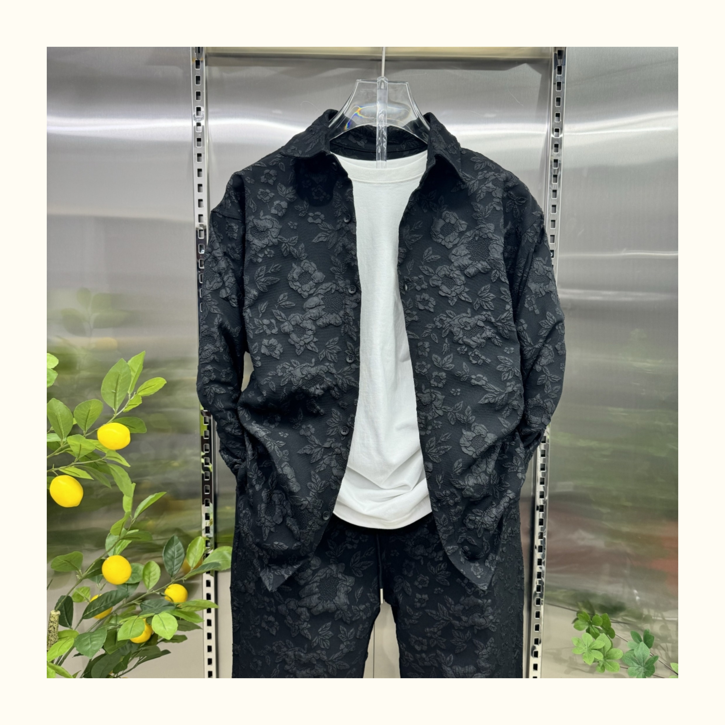 Men's small fragrance shirt suit