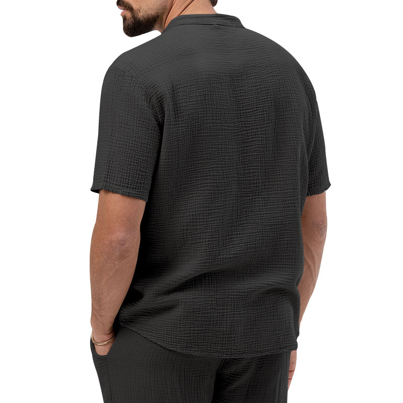 Polo shirt deep V button short sleeve t-shirt