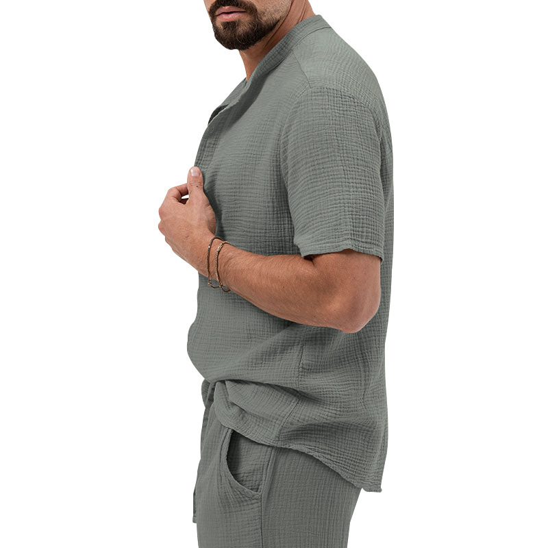 Polo shirt deep V button short sleeve t-shirt