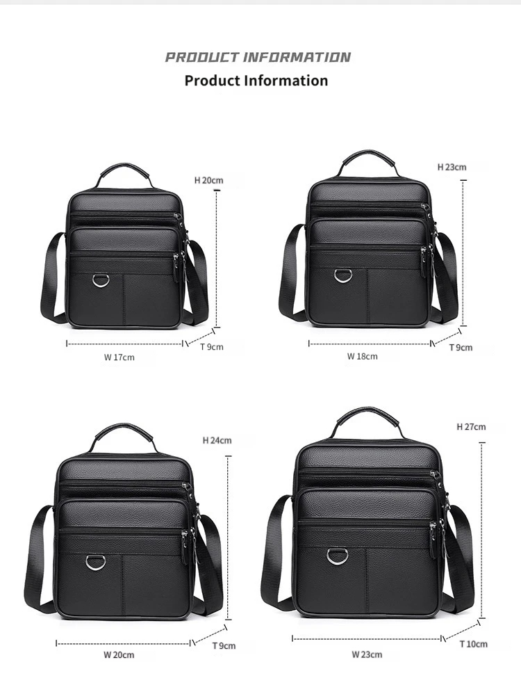 Versatile Men's Top-Grain Leather Bag: High-Capacity Casual Style for Handheld, Shoulder, or Crossbody Carry