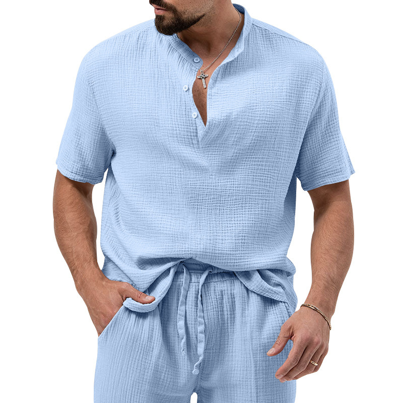 Polo shirt deep V button short sleeve t-shirt