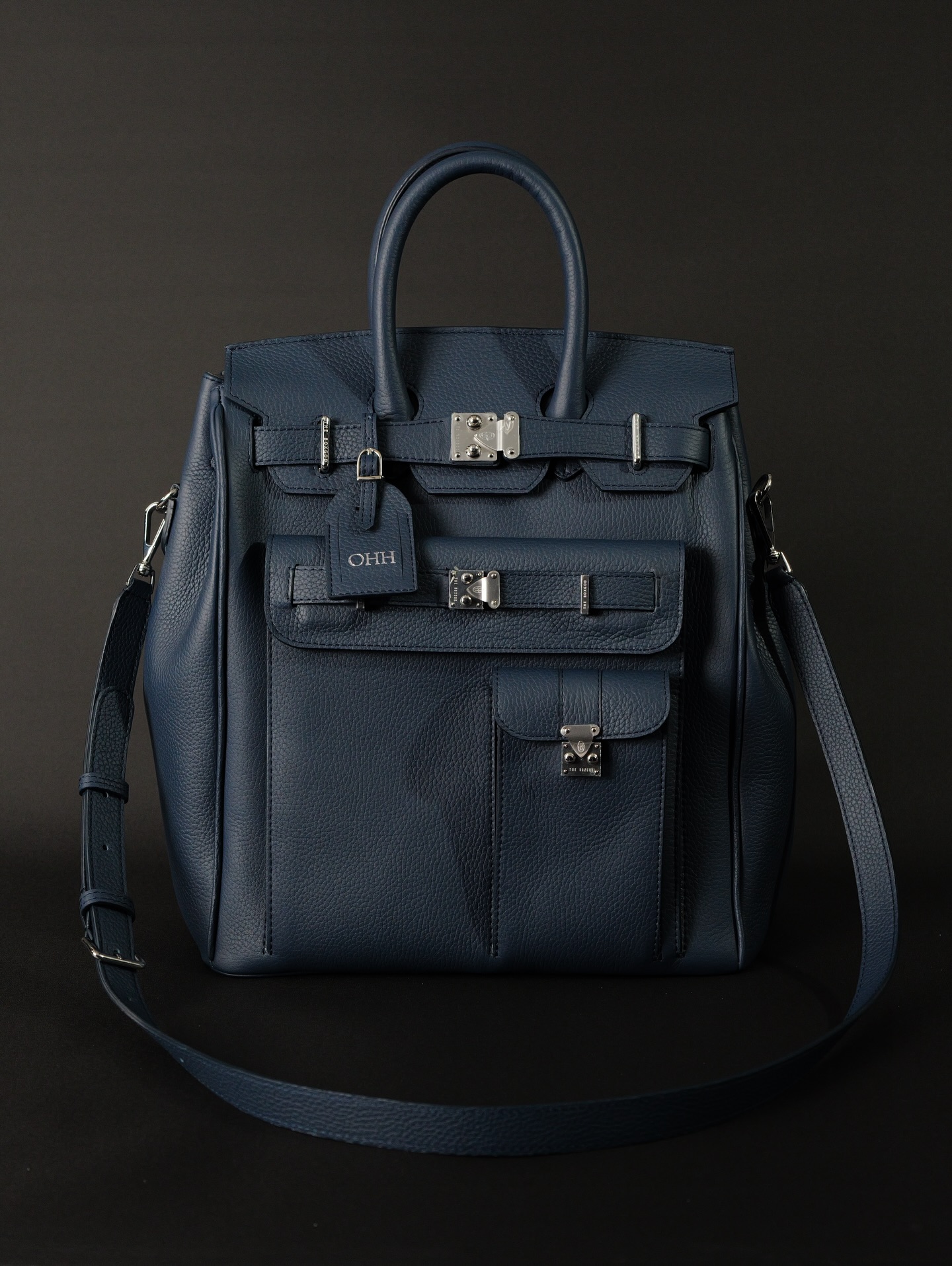 Luxury genuine leather multi-pocket handbag