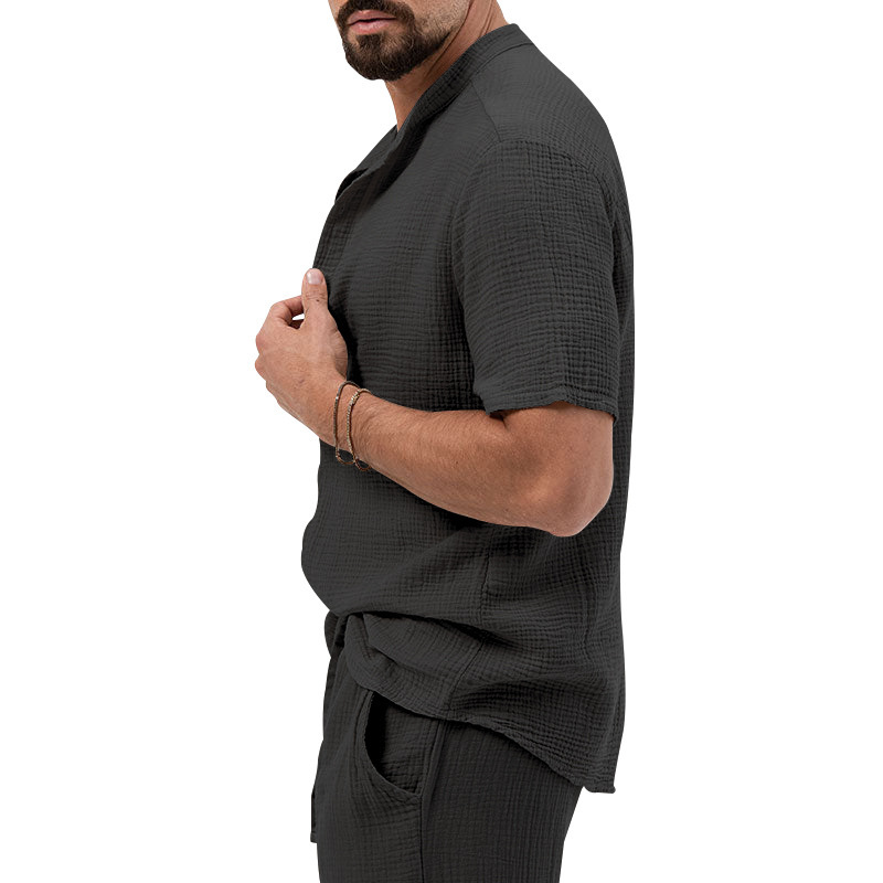 Polo shirt deep V button short sleeve t-shirt