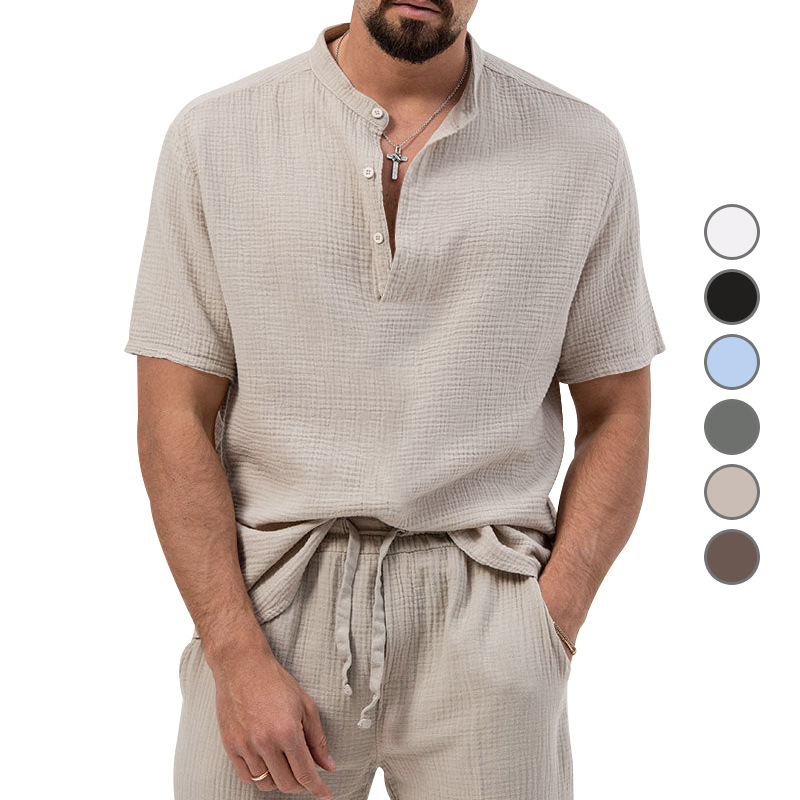 Polo shirt deep V button short sleeve t-shirt