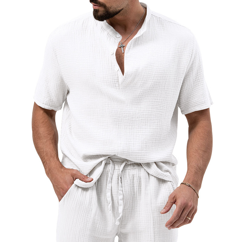 Polo shirt deep V button short sleeve t-shirt