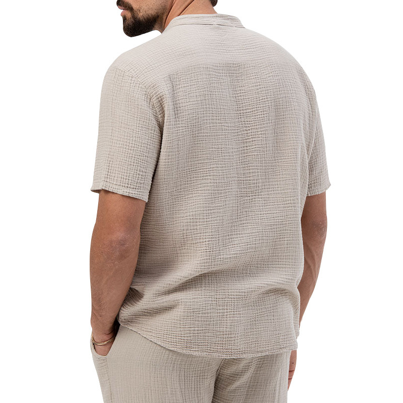 Polo shirt deep V button short sleeve t-shirt