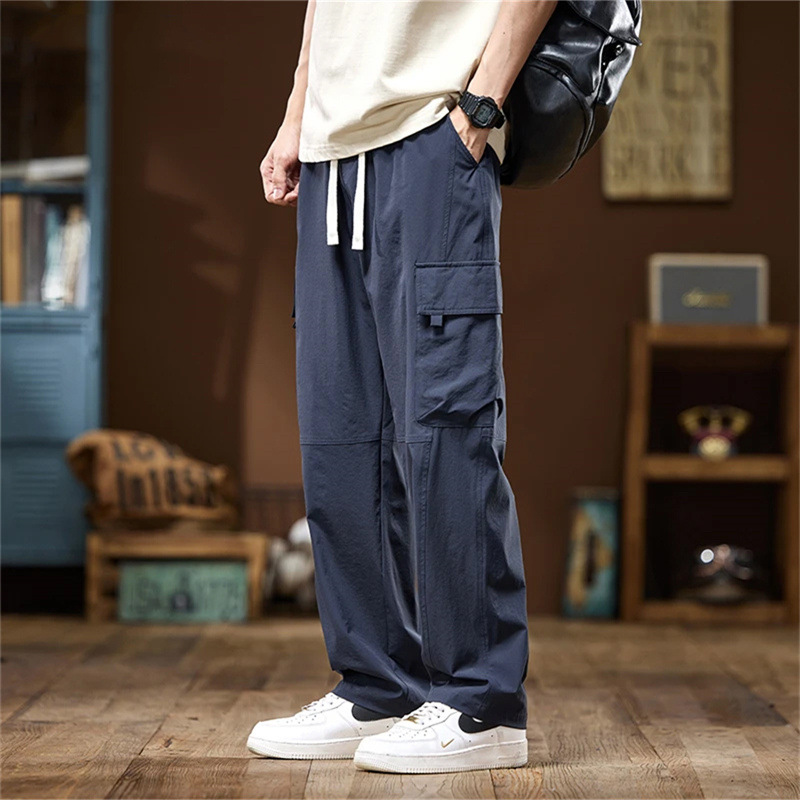 Men's Ice Silk Cargo Pants — Loose Fit, Straight Leg