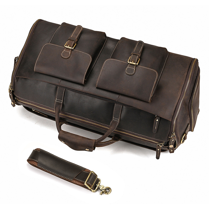 Crazy Horse Leather Travel Bag Multifunctional Genuine Leather Luggage Bag