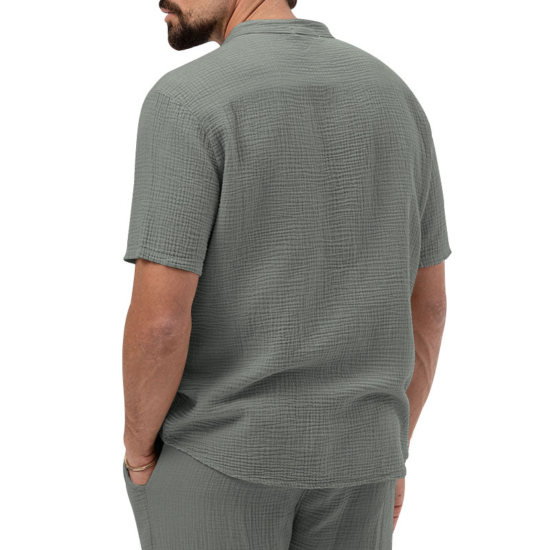 Polo shirt deep V button short sleeve t-shirt