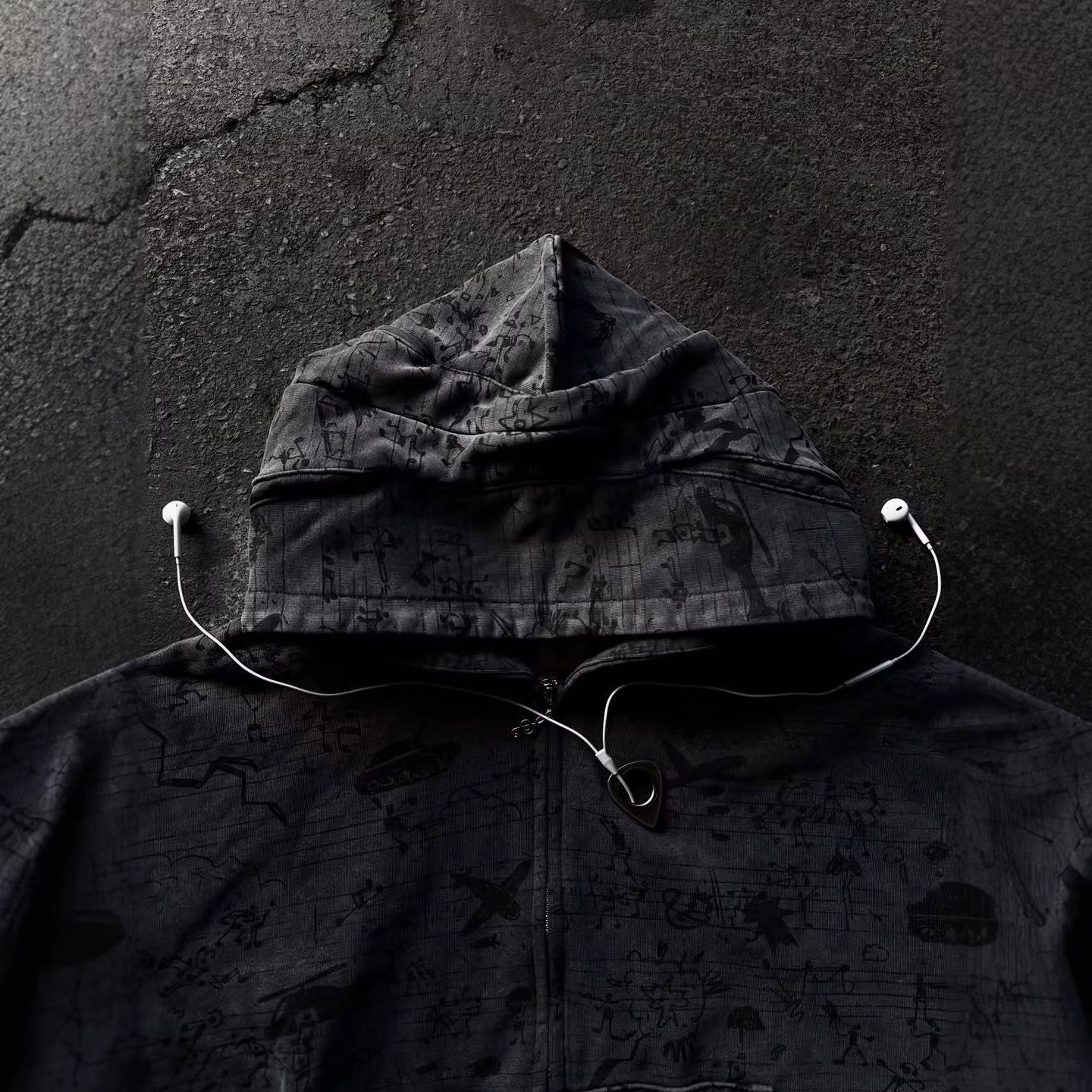 Musical Note Staff Double Hood Design Sweatshirt