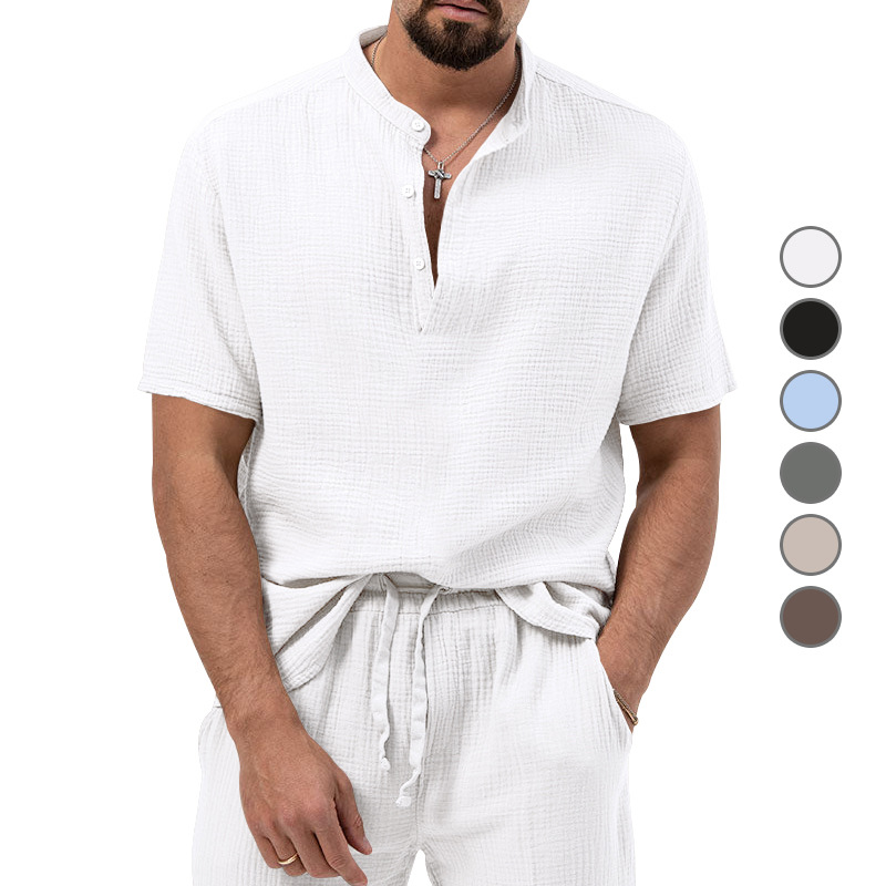 Polo shirt deep V button short sleeve t-shirt