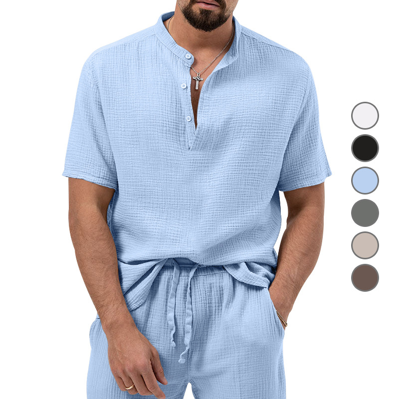 Polo shirt deep V button short sleeve t-shirt