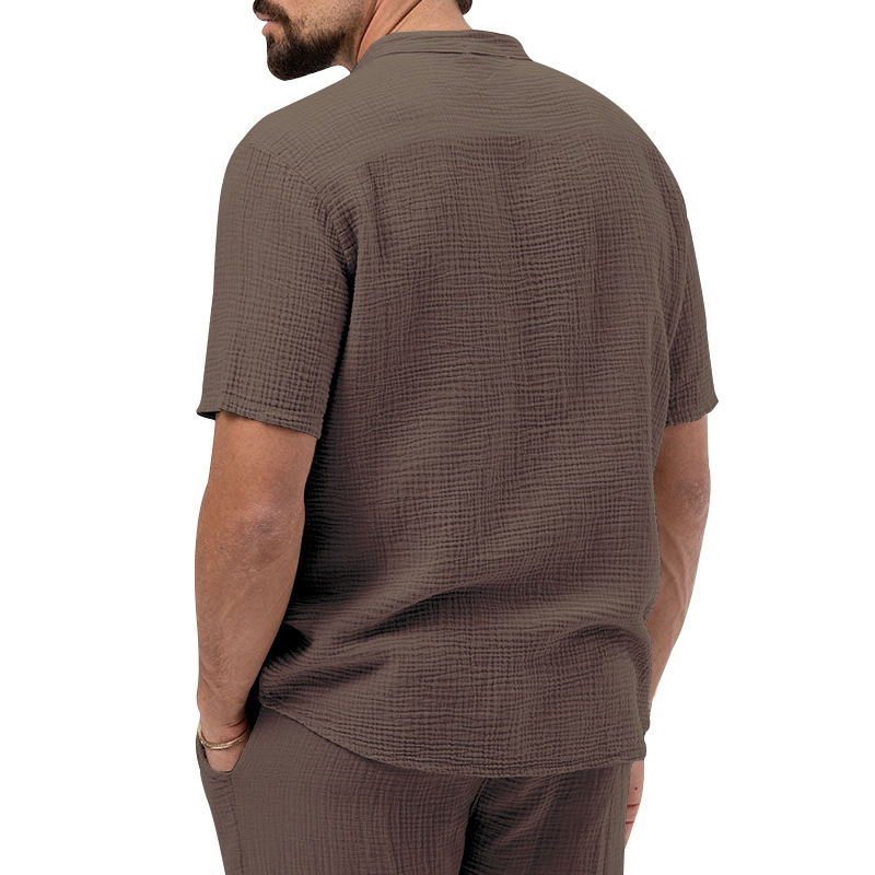 Polo shirt deep V button short sleeve t-shirt