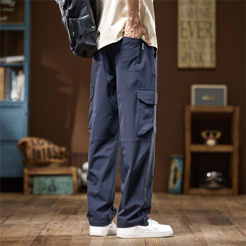 Men's Ice Silk Cargo Pants — Loose Fit, Straight Leg