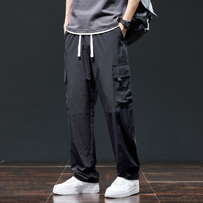 Men's Ice Silk Cargo Pants — Loose Fit, Straight Leg