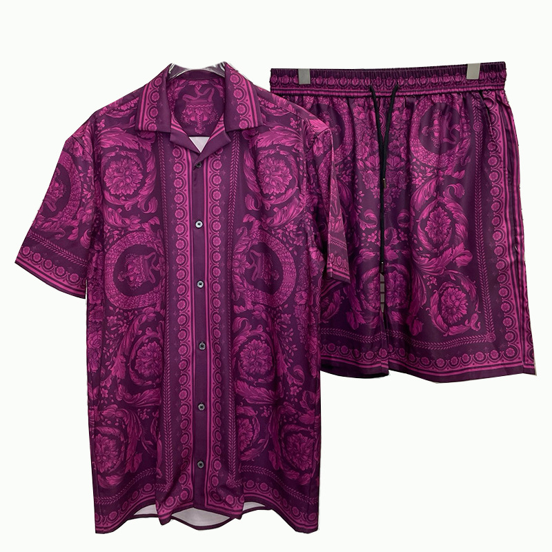 Men's Printed Short-Sleeve Shirt & Beach Shorts Set