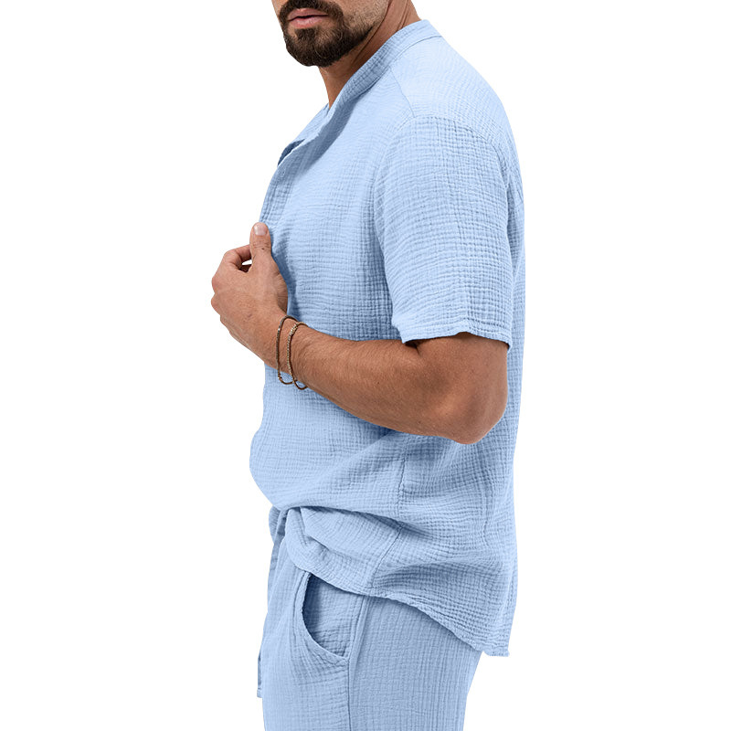 Polo shirt deep V button short sleeve t-shirt