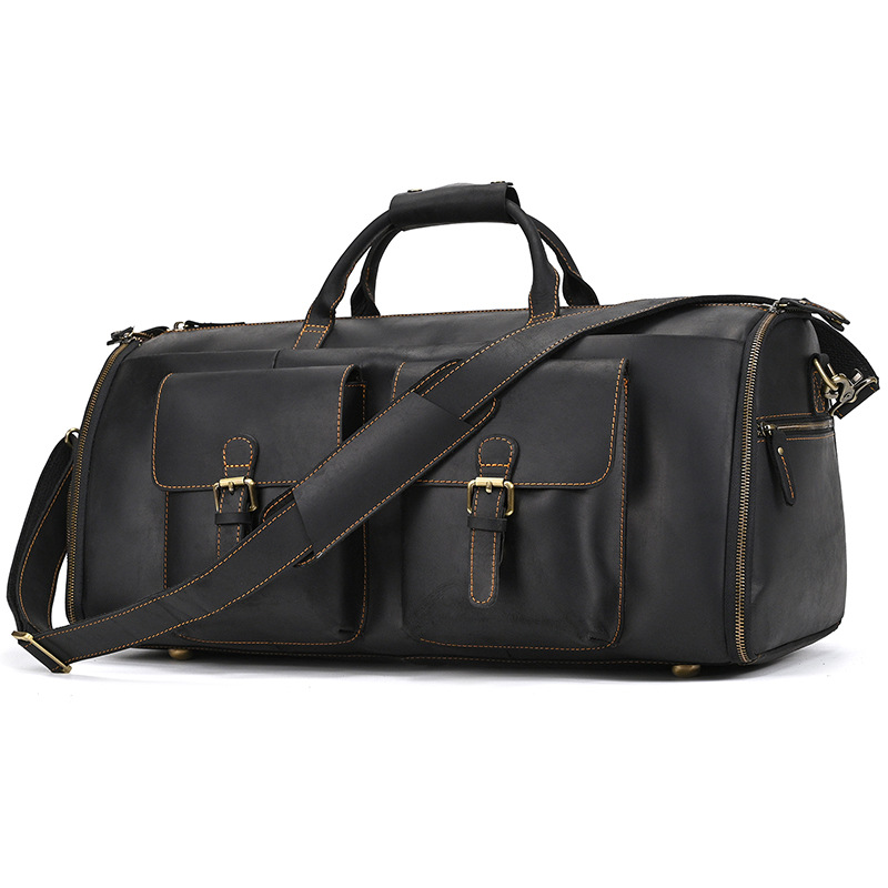 Crazy Horse Leather Travel Bag Multifunctional Genuine Leather Luggage Bag