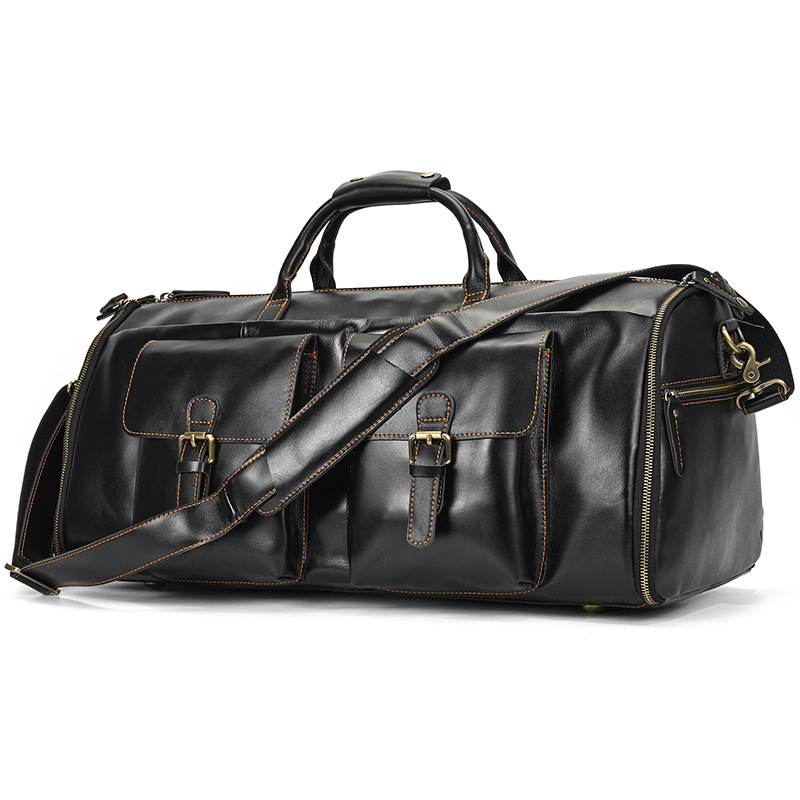 Crazy Horse Leather Travel Bag Multifunctional Genuine Leather Luggage Bag