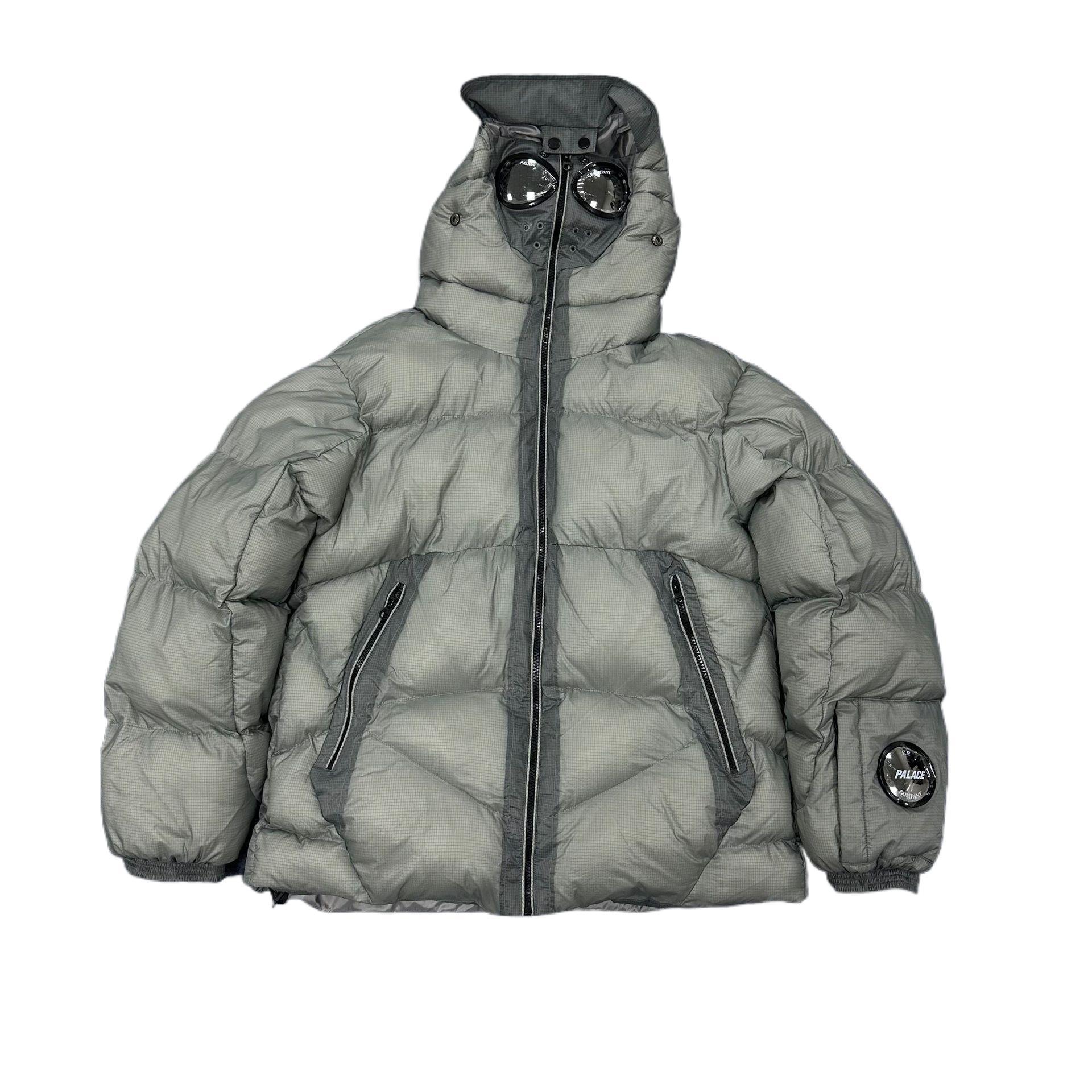 Thick, warm cotton-padded jacket with glasses and hood
