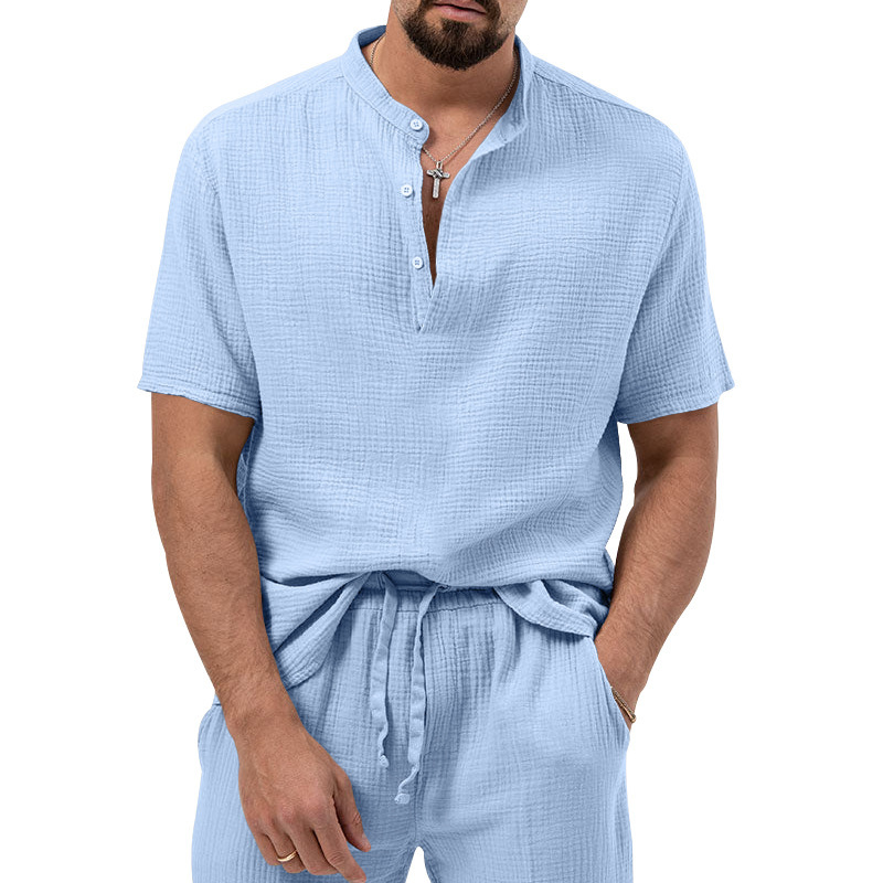 Polo shirt deep V button short sleeve t-shirt