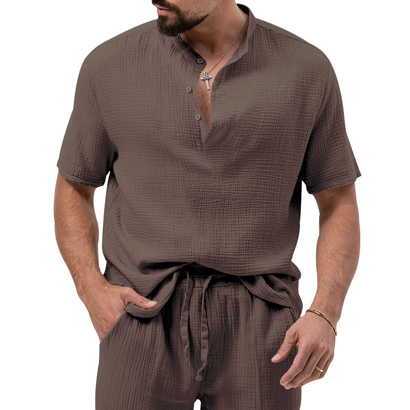 Polo shirt deep V button short sleeve t-shirt