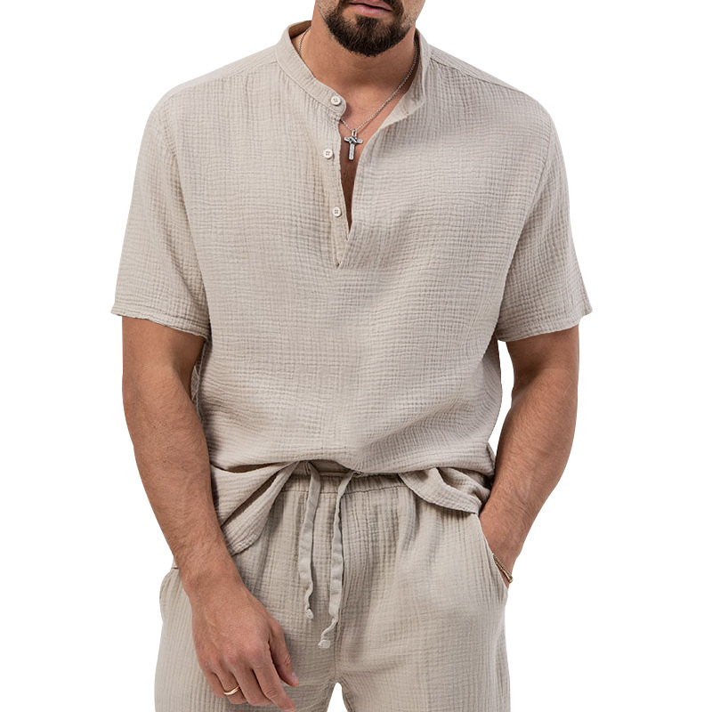 Polo shirt deep V button short sleeve t-shirt