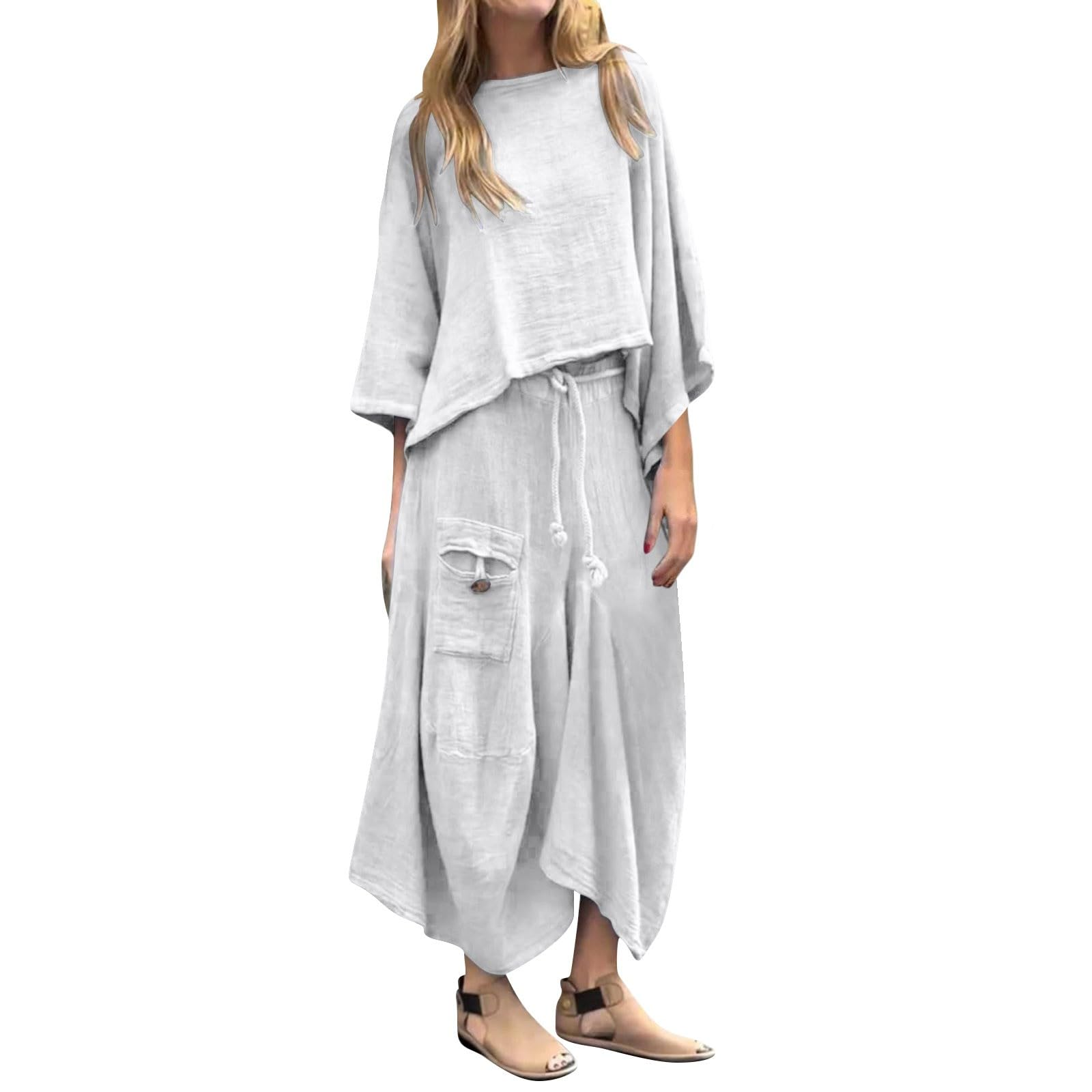 Spring and autumn women's casual solid color loose skirt two-piece suit