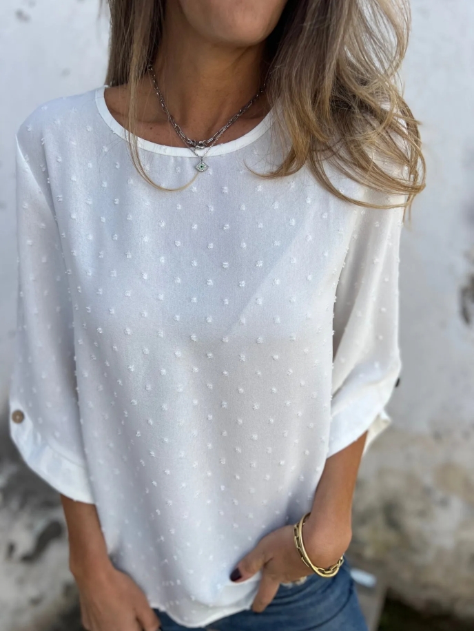 Spring-autumn round-neck chiffon jacquard fashion casual loose T-shirt