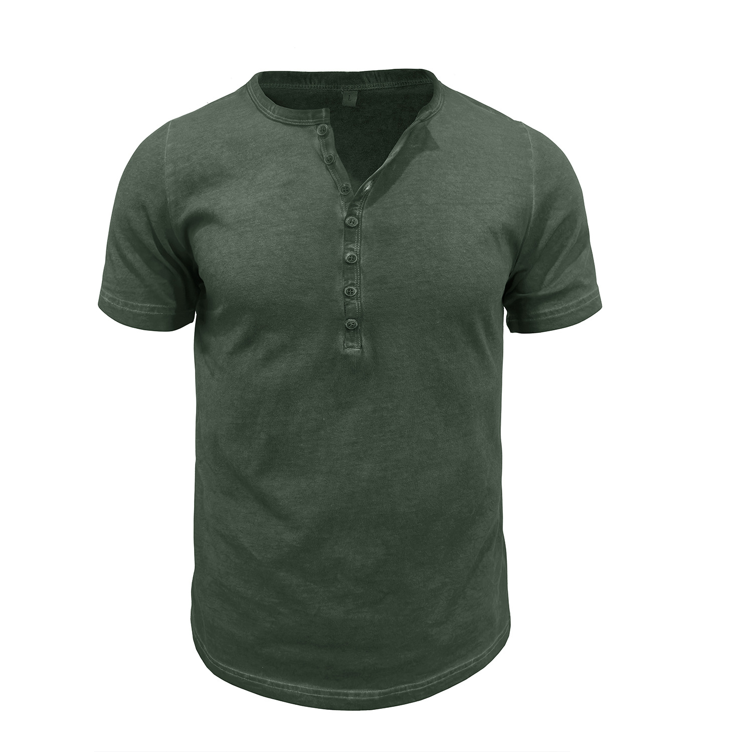 Vintage crew neck henley summer base layer outdoor short-sleeve T-shirt
