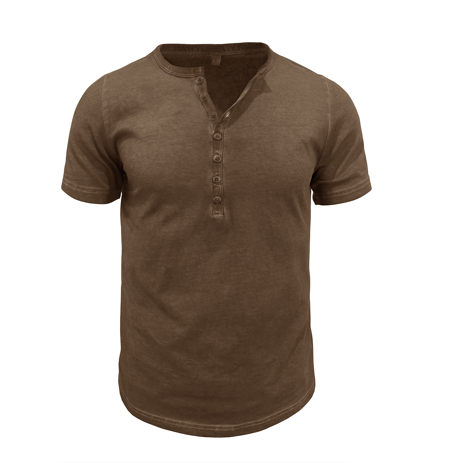Vintage crew neck henley summer base layer outdoor short-sleeve T-shirt